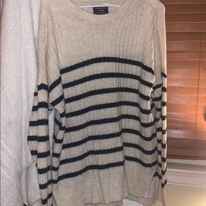 Navy and white striped sweater